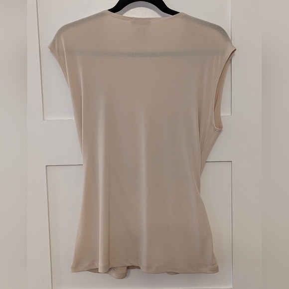 Kim & Co Ivory Crossed V-neck Sleeveless Blouse Large - Picture 2 of 6